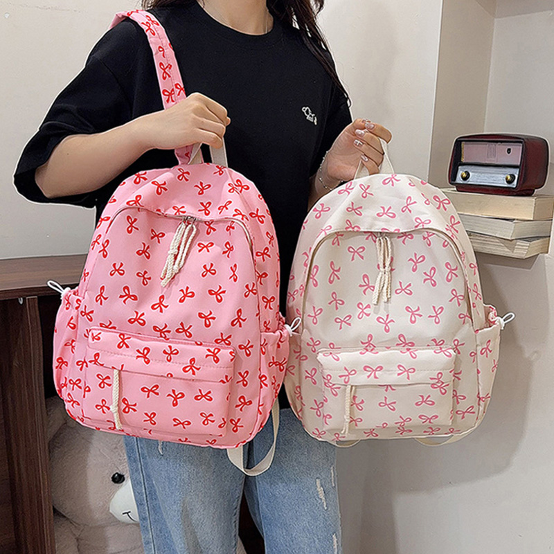 School Backpack Teen - Zaino con Stampa Fiocco Carino in