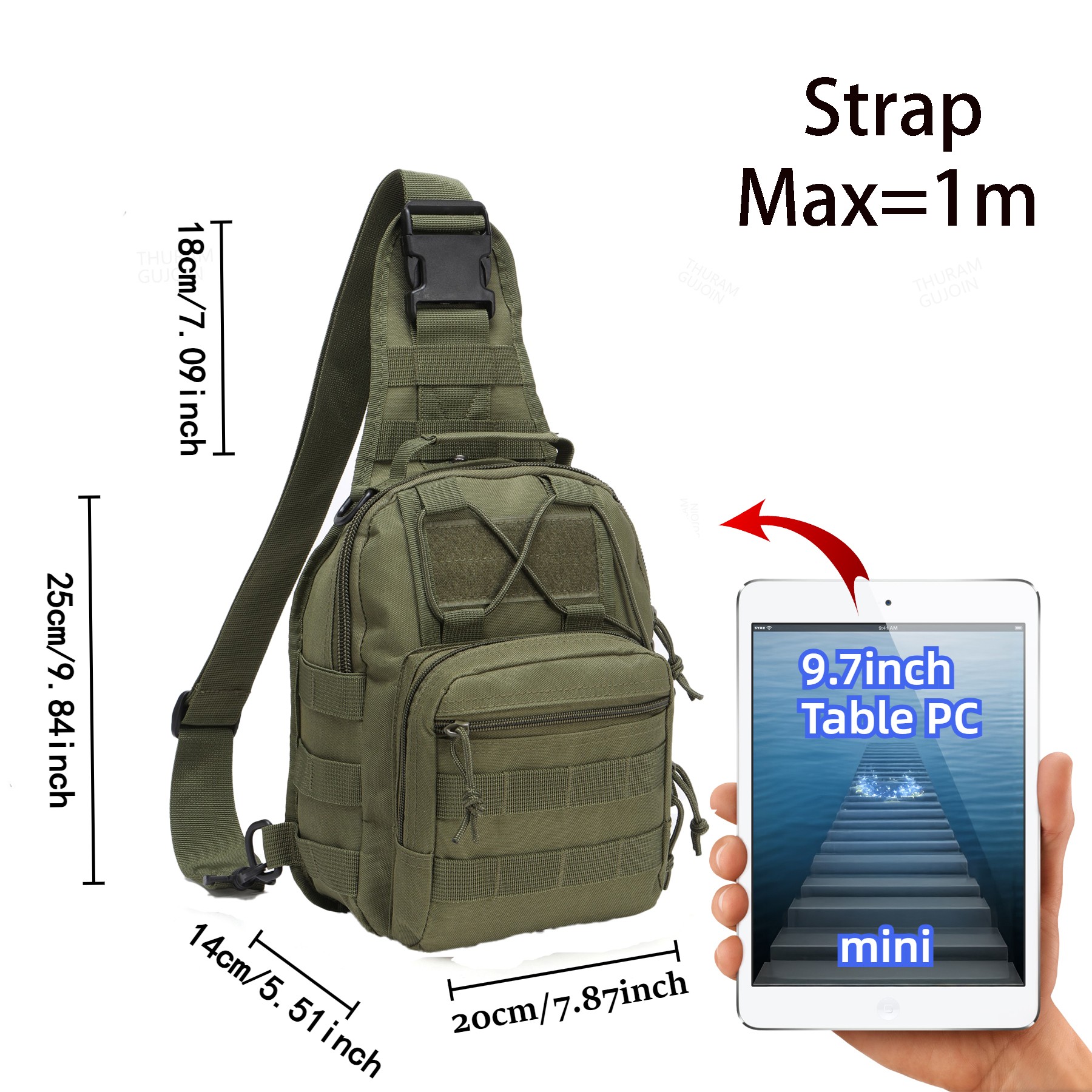 THURAM Borsa tattica da estern - Sling Backpack Shoulder recensione e prezzo